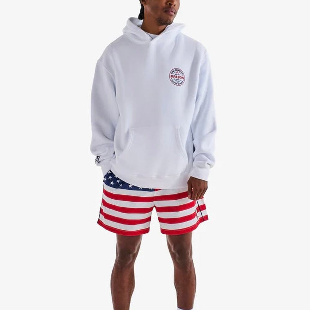 Malbon Eagle Buckets White In Golf We Trust Logo Hoodie S NEW Blue Sweatshirt